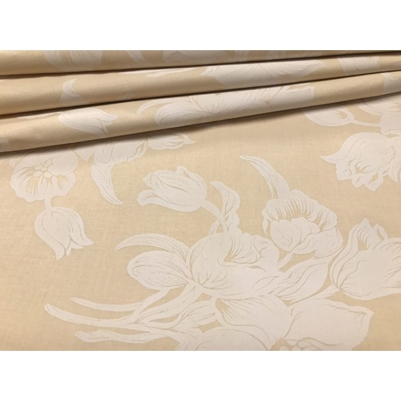 Cotton Fabric - Glamour Flowers Ecru
