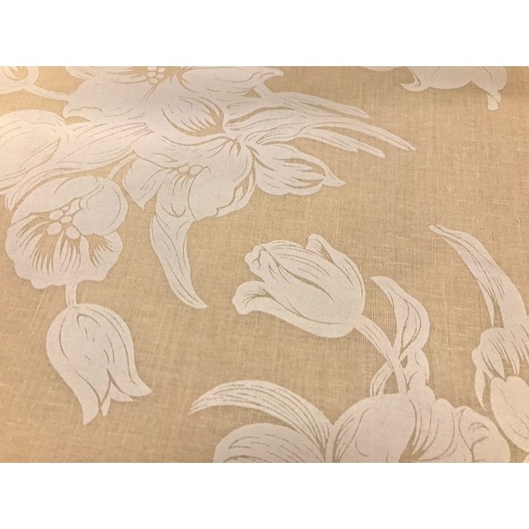 Cotton Fabric - Glamour Flowers Ecru