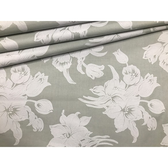 Cotton Fabric - Glamour Flowers Grey