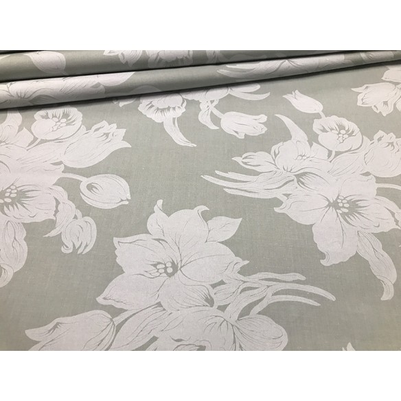 Cotton Fabric - Glamour Flowers Grey