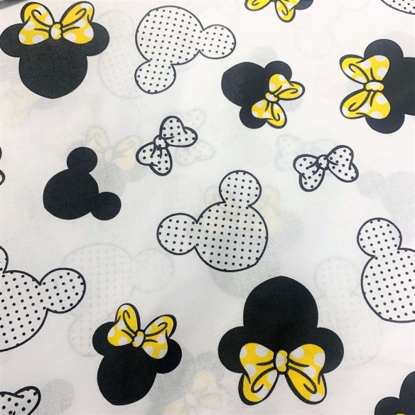 Cotton Fabric - Yellow Mickey Mouse with Dots