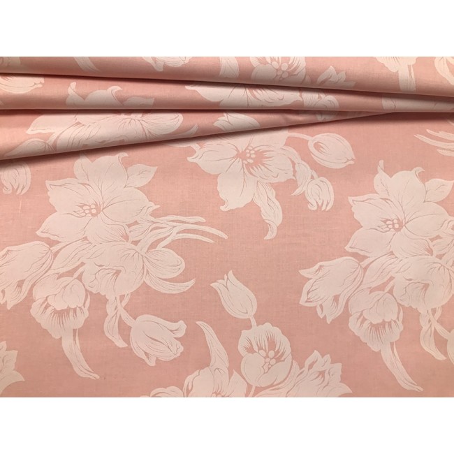 Cotton Fabric - Glamour Flowers Salmon