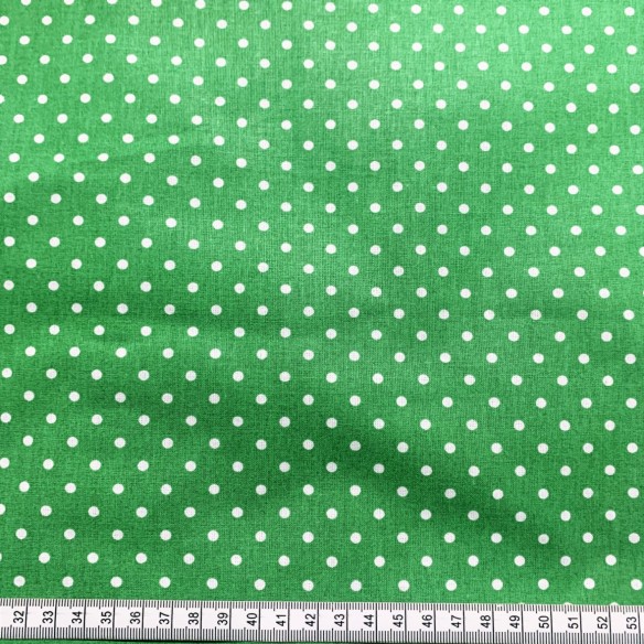 Cotton Fabric - Green Dots 7 mm