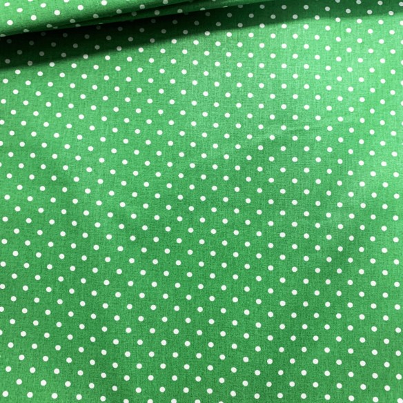 Cotton Fabric - Green Dots 7 mm