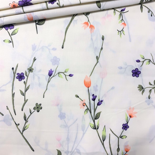 Cotton Fabric - Flowers and Twigs