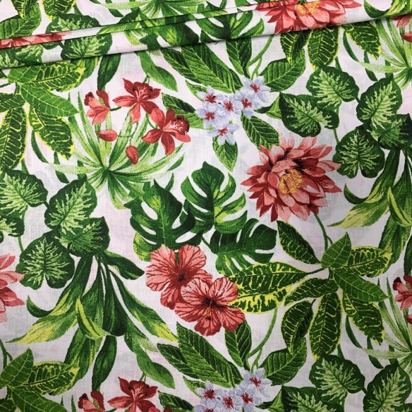 Cotton Fabric - Garden of green leaves
