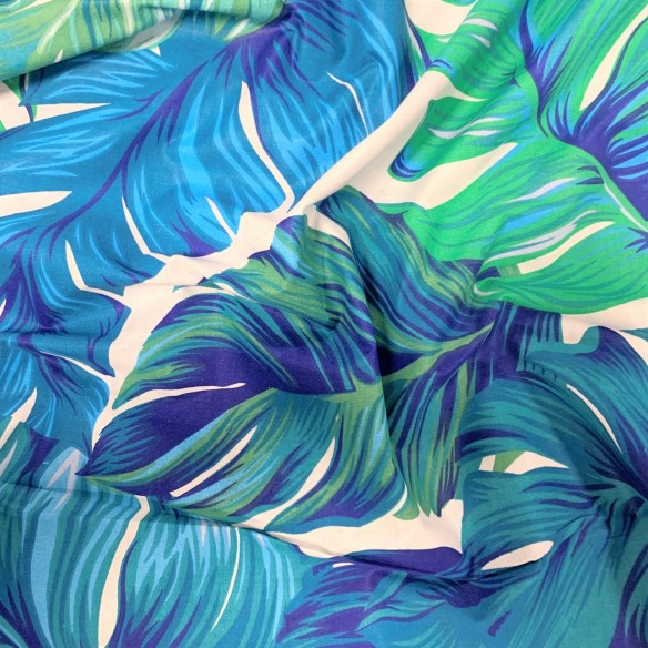 Cotton Fabric 220 cm - Turquoise Monstera