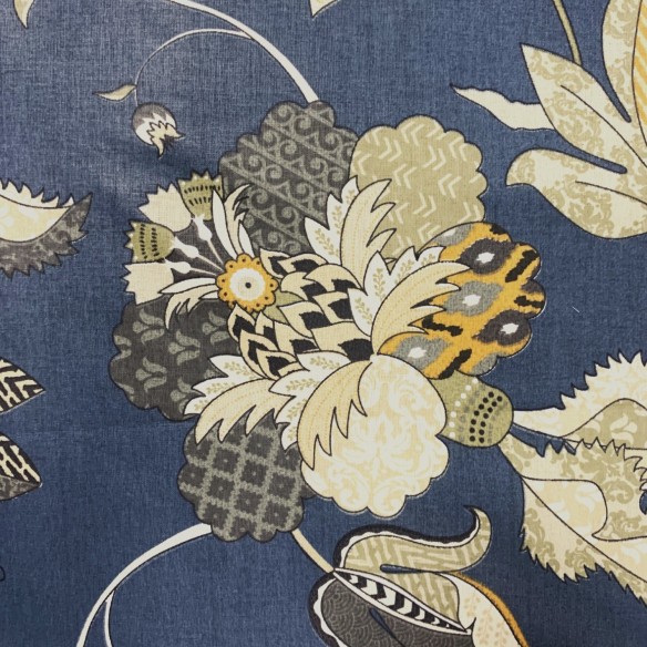 Cotton Fabric - Oriental pattern, Navy Blue