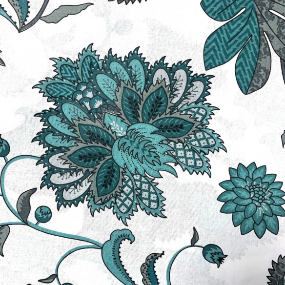 Cotton Fabric - Oriental pattern, Emerald
