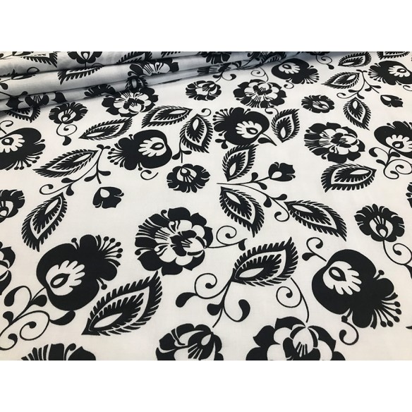 Cotton Fabric - Łowicz Folklore Black