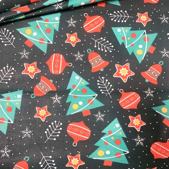 Cotton Fabric - Christmas Trees and...