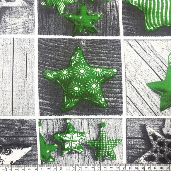 Bavlnená látka - vianočný patchwork, zelená