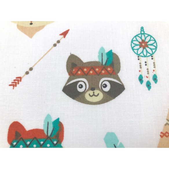 Cotton Fabric - Native American Animals Teepee
