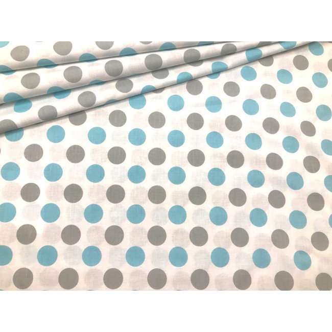 Cotton Fabric - Grey-Blue Dots 3 cm