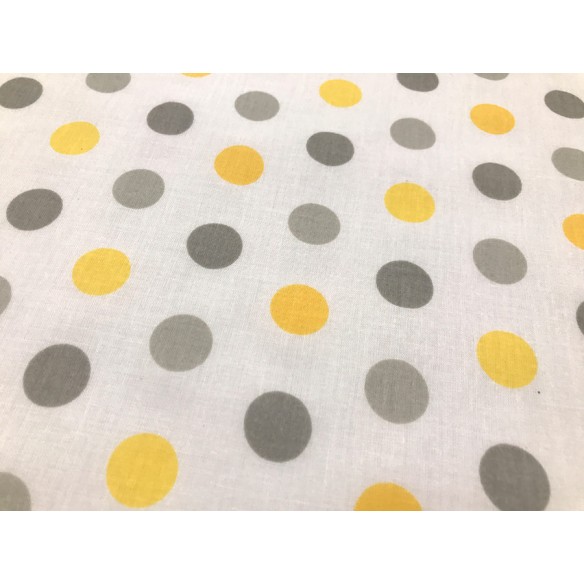 Cotton Fabric - Yellow-Grey Dots 2 cm