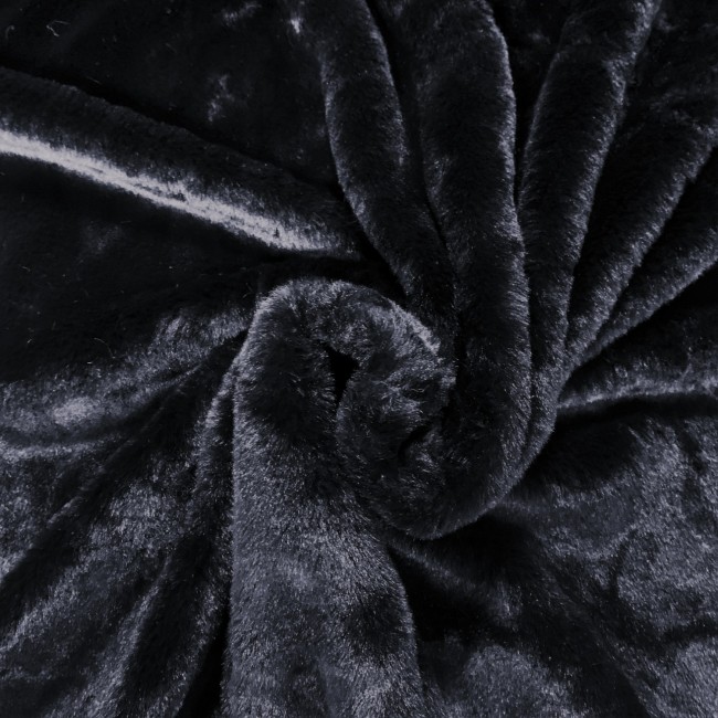 Gebreide stof - BUNNY bont, zwart