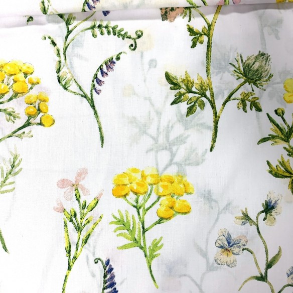 Cotton Fabric 220 cm - Meadow and Twigs, Yellow
