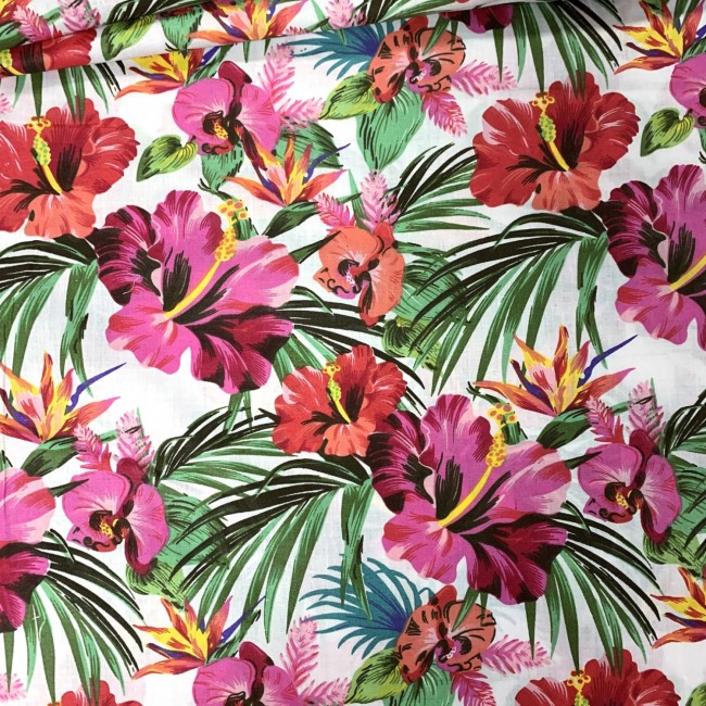 Cotton Fabric 220 cm - Red Flowers