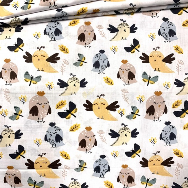 Cotton Fabric - Happy Sparrows