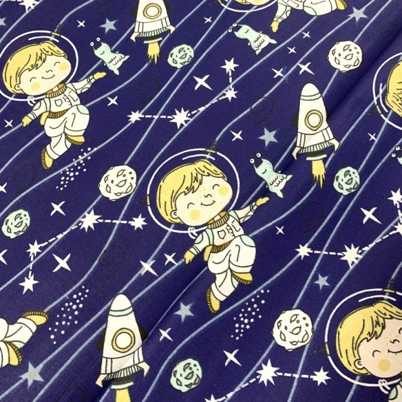 Bavlnená látka - Malý astronaut