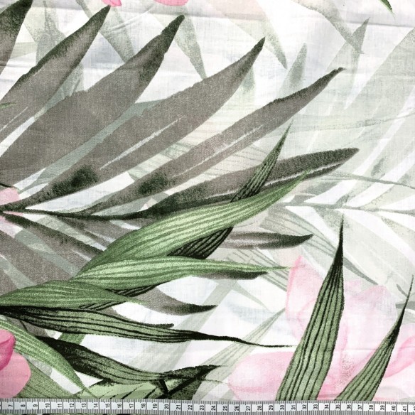 Cotton Fabric - Botany, Pink Flower