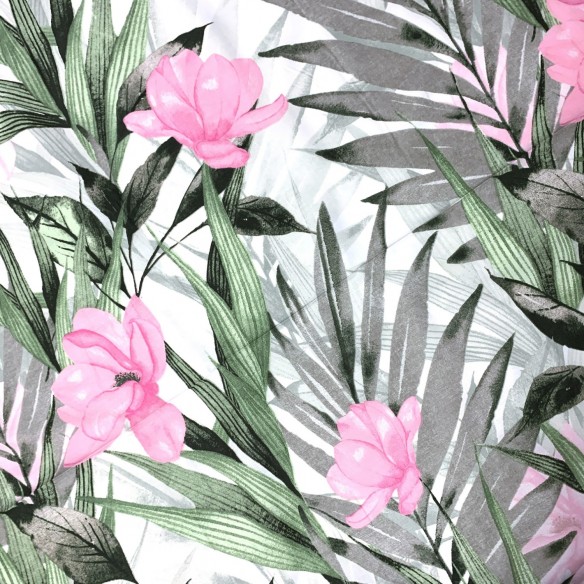 Cotton Fabric - Botany, Pink Flower
