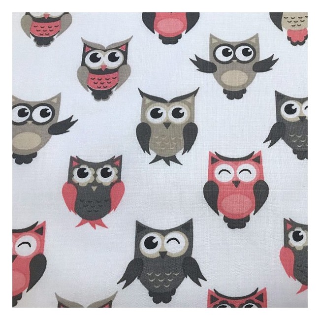 Cotton Fabric - Pink Owls