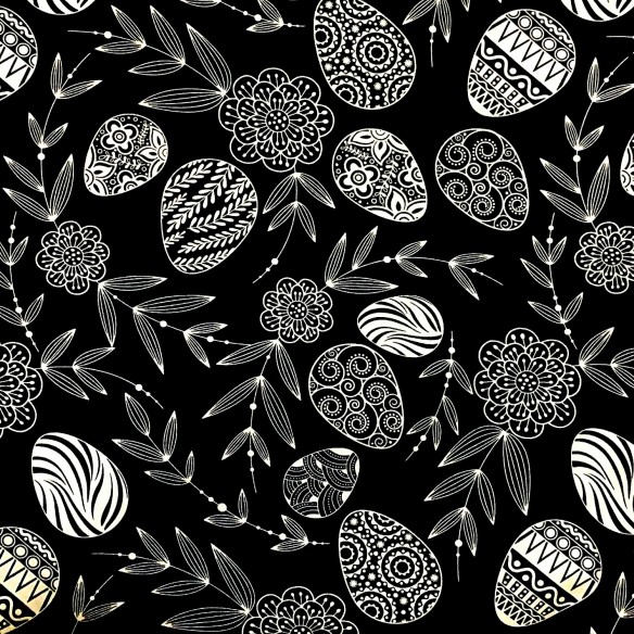 Cotton Fabric - Easter, Black