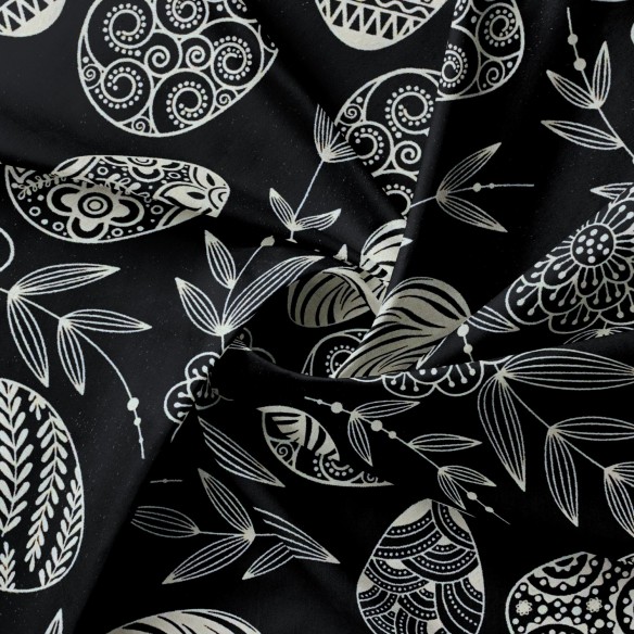 Cotton Fabric - Easter, Black