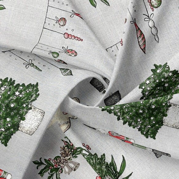 Cotton Fabric - Christmas Nutcracker, Gray