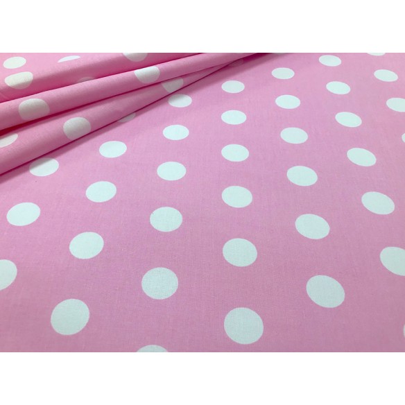 Cotton Fabric - Pink Dots 2.5 cm