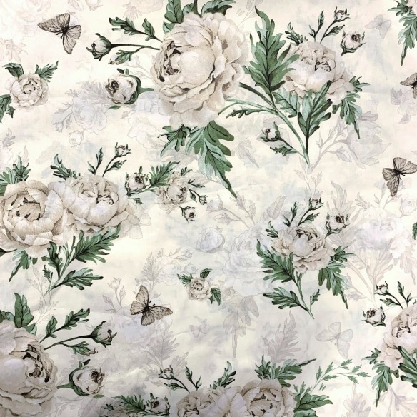 Cotton Fabric - Peony Flowers