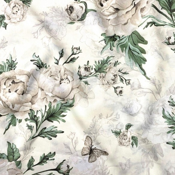 Cotton Fabric - Peony Flowers