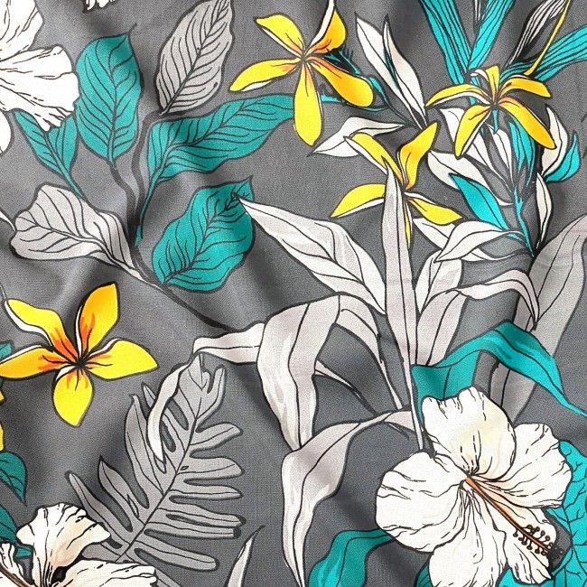 Cotton Fabric - Colorful Botany, Gray