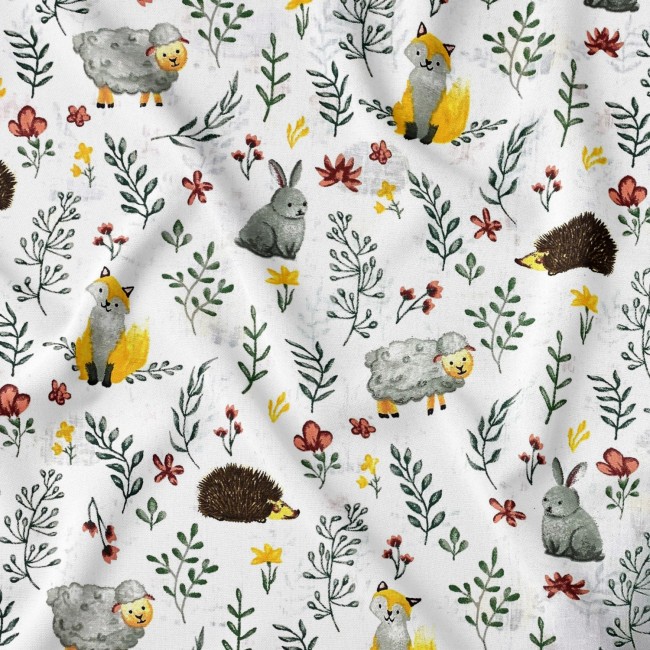 Cotton Fabric - Bunnies Hedgehogs and...