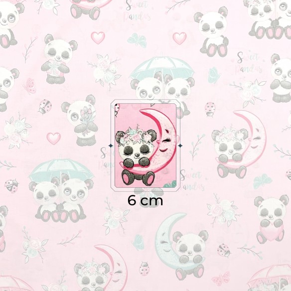 Cotton Fabric - Pastel Pandas, Pink