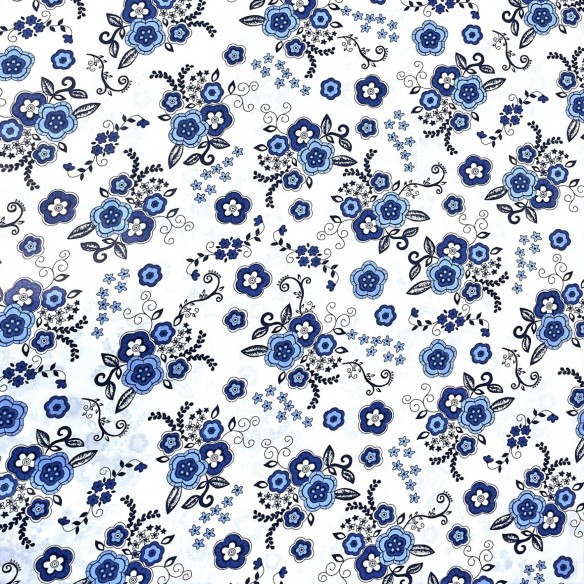 Cotton Fabric - Porcelain Flowers