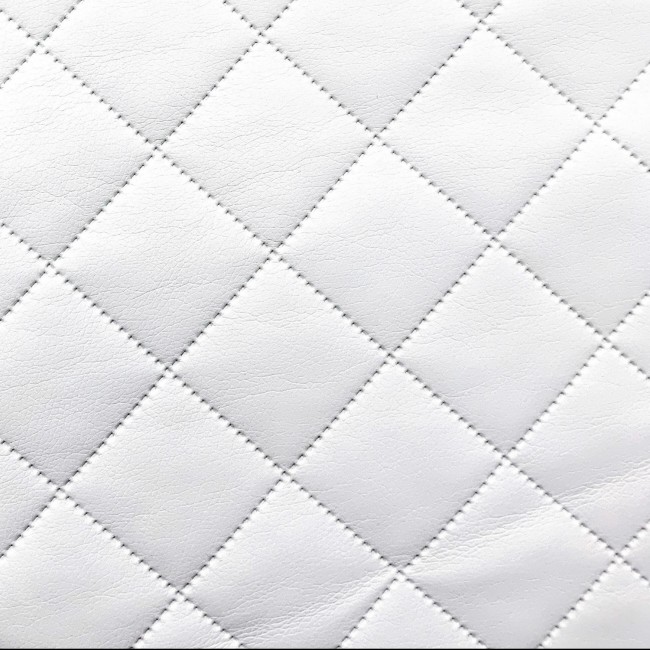 Upholstery Fabric Quilted PU Leather Diamond 5x5 - White