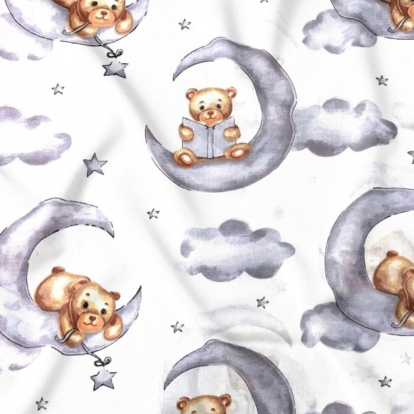 Cotton Fabric - Bears and Moons