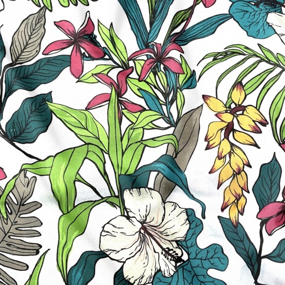 Cotton Fabric - Colorful Botany, White