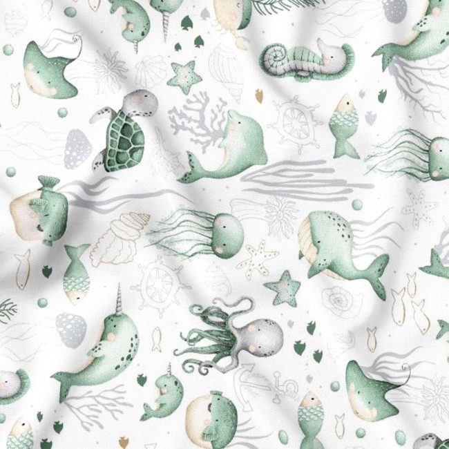 Cotton Fabric - Mint Ocean