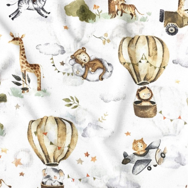 Cotton Fabric - Children's safari, Beige
