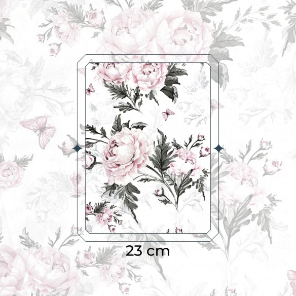 Cotton Fabric - Peony Flowers, Pink