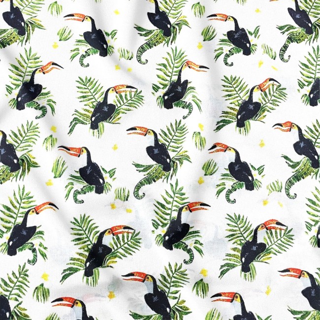Cotton Fabric - Toucans And Monstera