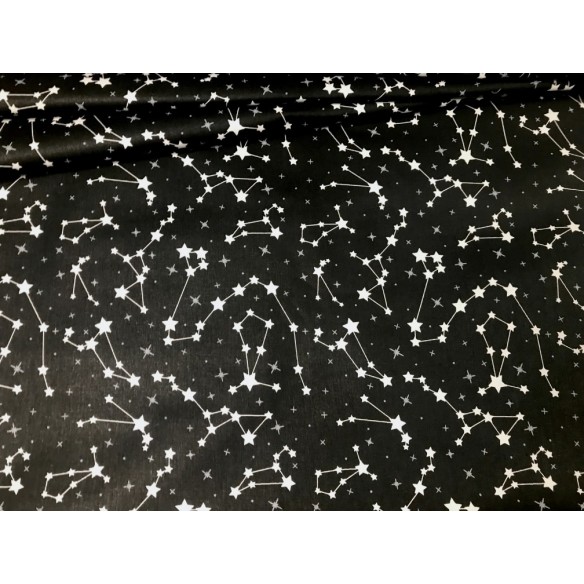 Cotton Fabric - Sky Stars on Black