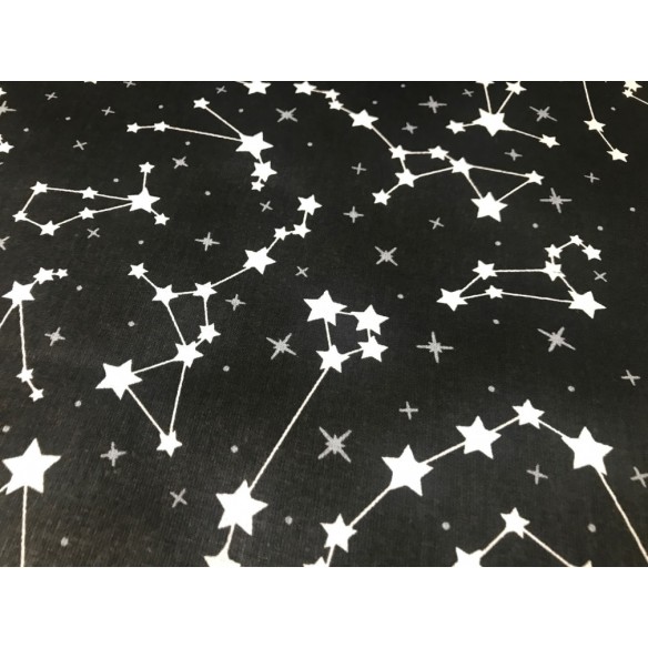 Cotton Fabric - Sky Stars on Black