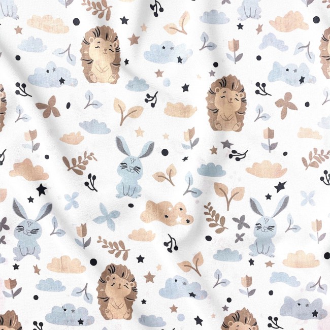 Cotton Fabric - Beige Hedgehogs and...