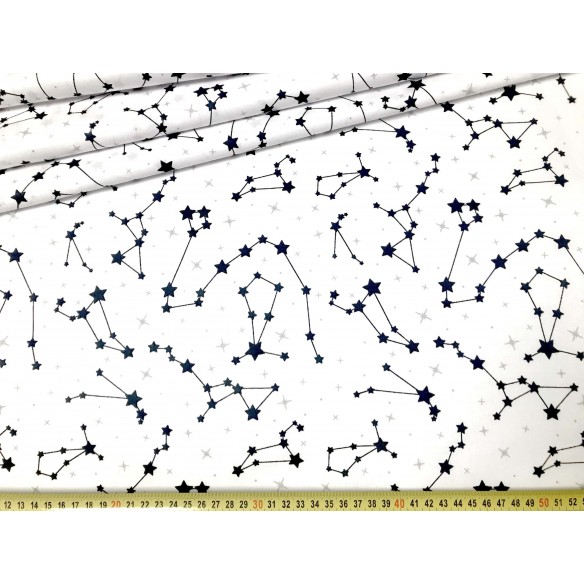 Cotton Fabric - Sky Stars on White