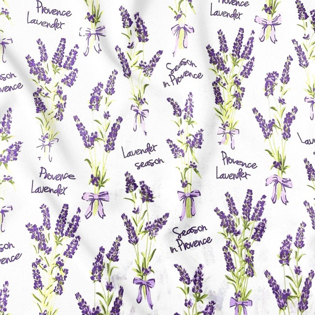 Cotton Fabric - Lavender Flowers on...