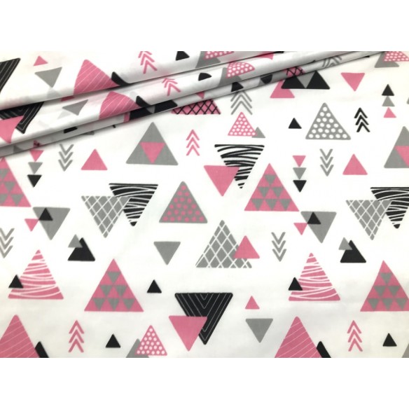 Cotton Fabric - Big Pink Triangles